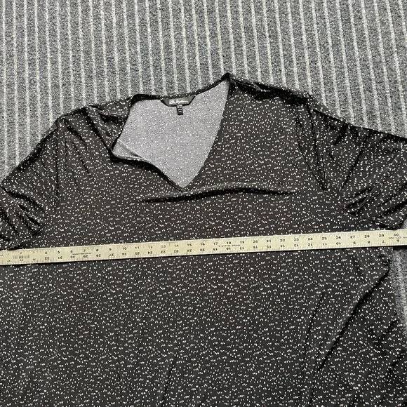 Ulla Popken black with tan and white spots 32/34 Women's Tunic Top poly blend - Picture 3 of 8